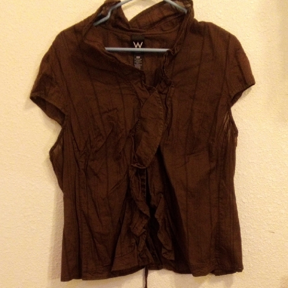 Elegant Brown‎ Ruffled Women's Blouse